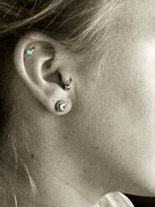 Girl Right Ear Beautiful Orbital Piercing