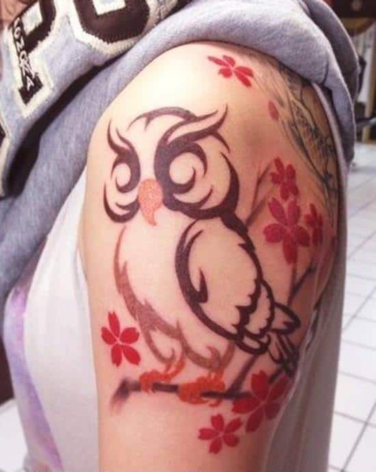 shoulder owl tattoo