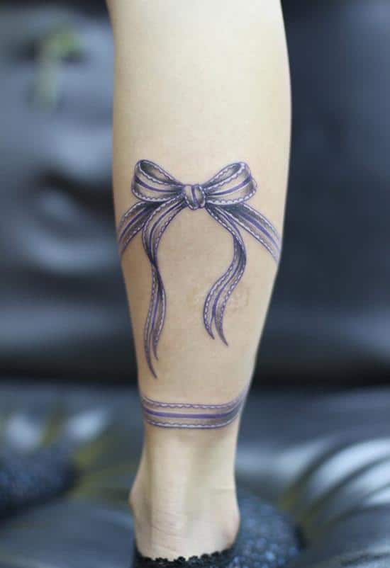 ribbon tattoo on leg 13-color-tattoo-on-leg