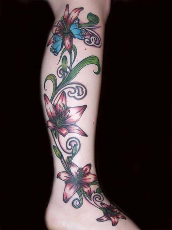 15-Lily-Tattoo-on-leg