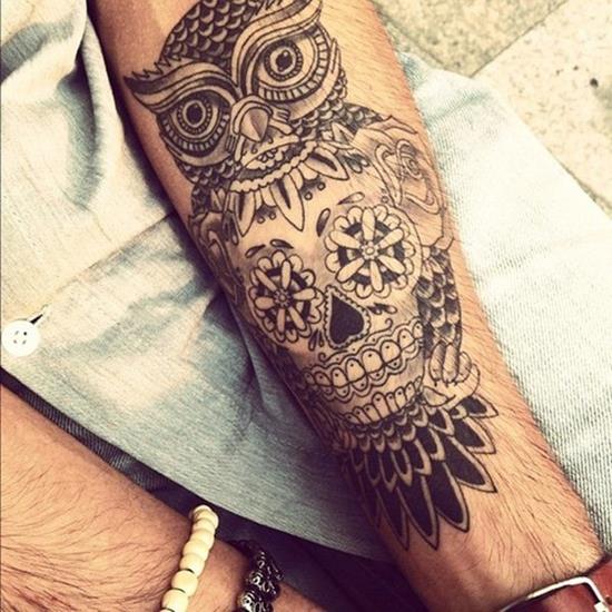 owl skull tattoo