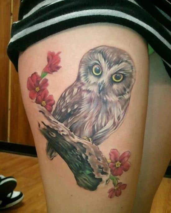 baby owl tattoo