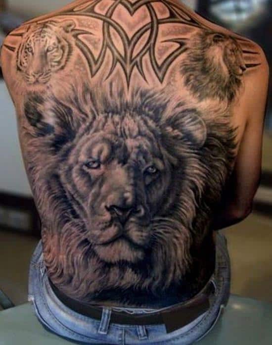 20-Cool-lion-tattoo-in-tribal-style