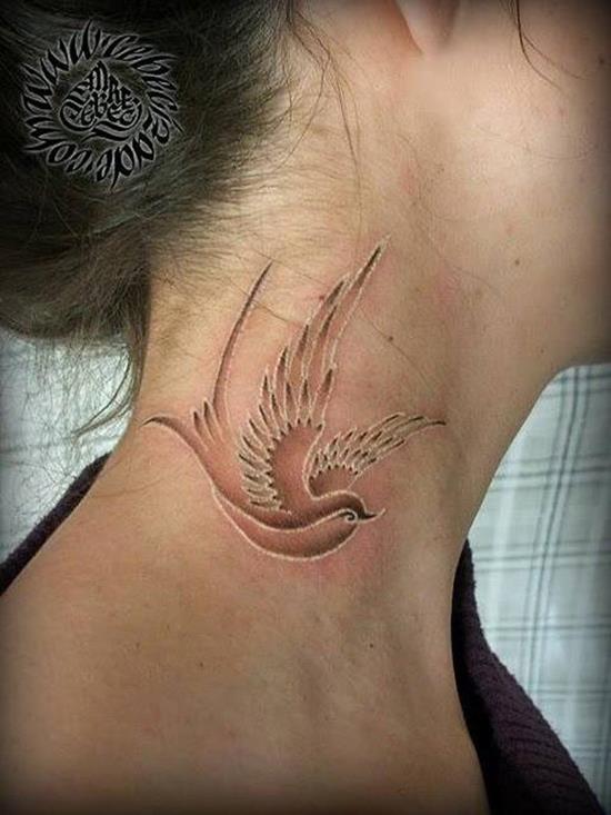 26-White-ink-Bird-tattoo-on-neck