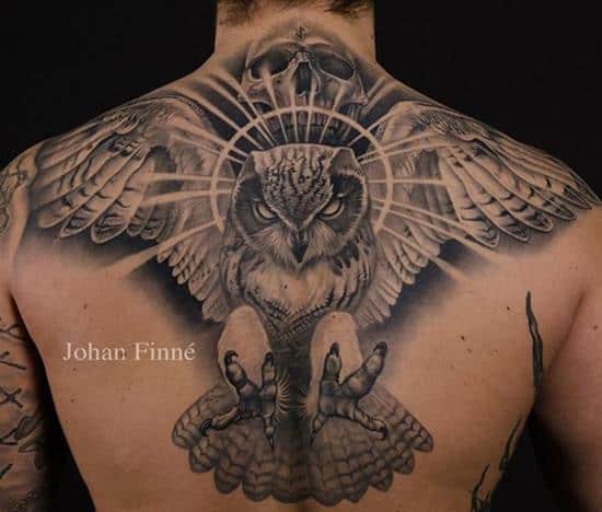 wide back owl tattoo