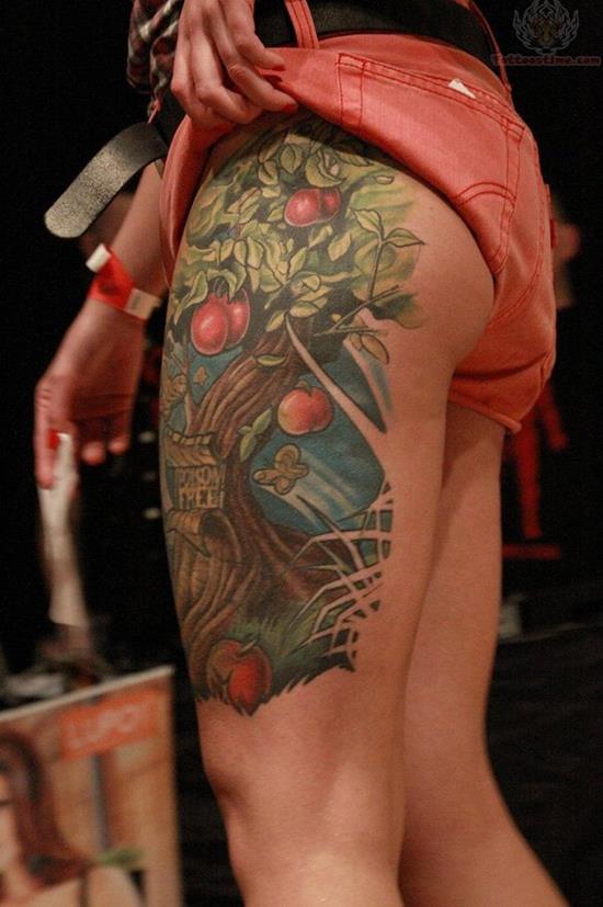apple tree tattoo on leg 28-Apple-Tree-Tattoo-On-Leg