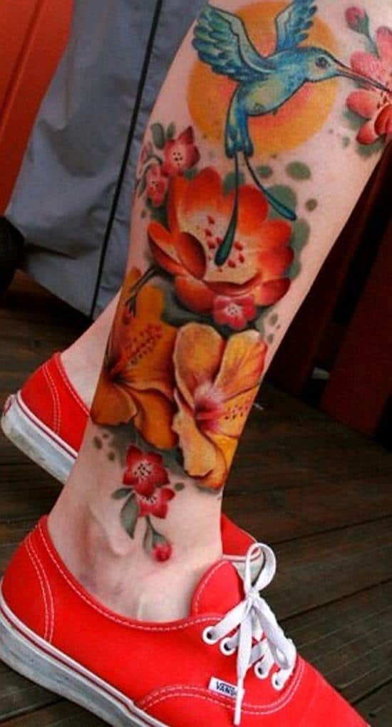 33-bird-and-flower-tattoo-on-leg