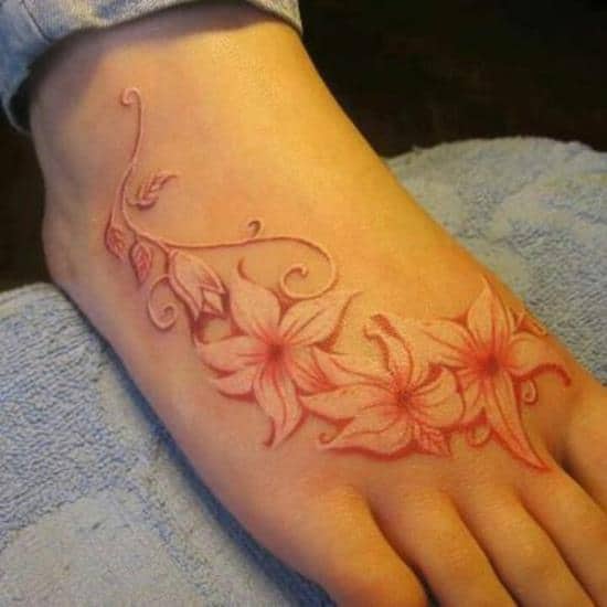 35-White-ink-flower-tattoo-on-foot