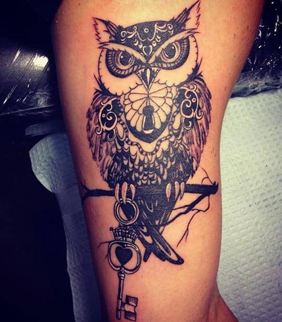 owl and key tattoo