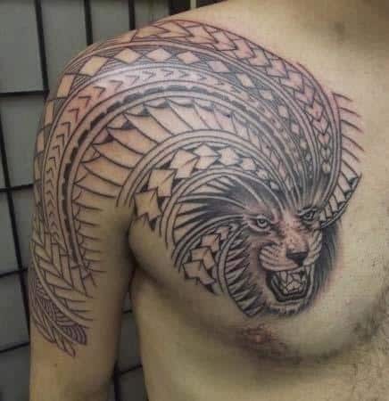 Amazing-Maori-Polynesian-Lion-Tattoo-Design-on-Chest