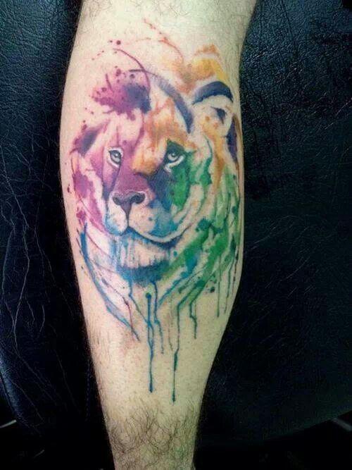 Colorful-Lion-Tattoo-For-Men