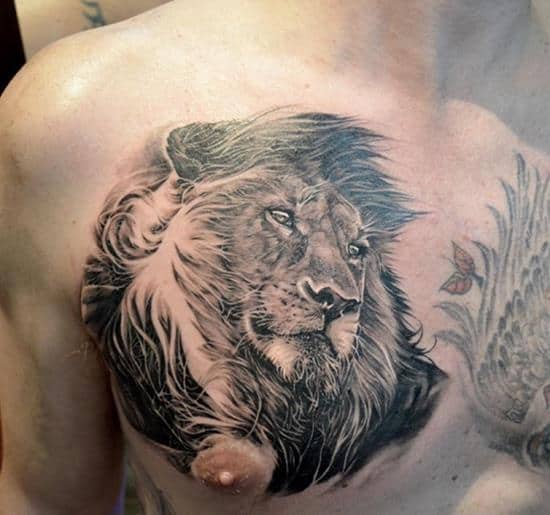 lion head tattoo chest