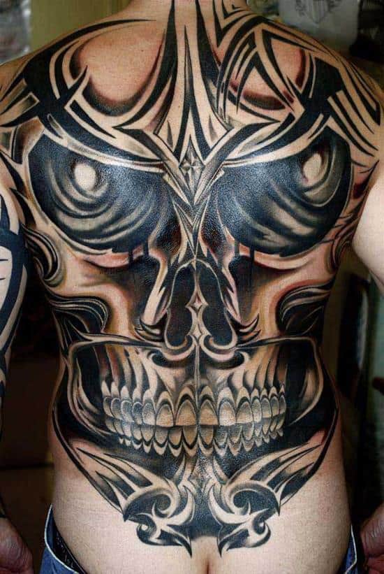 Creepy-Back-Tattoo-Ideas-for-Men-Pictures-Skull-Whole-Squad