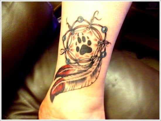 paw and dreamcatcher tattoo design
