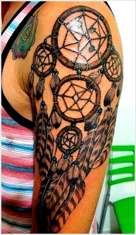 full sleeve dreamcatcher tattoo design