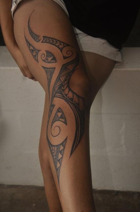 tribal tattoo on leg Leg-Tattoos-20