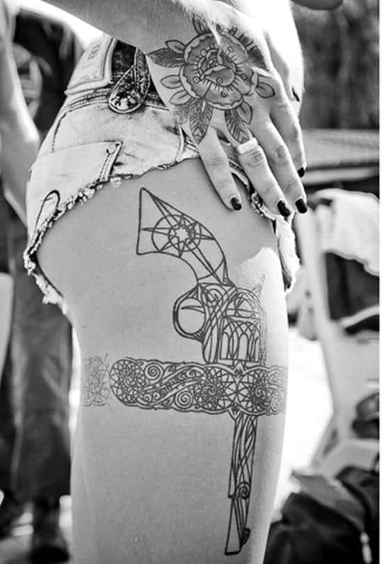 gun tattoo on leg Leg-Tattoos-25
