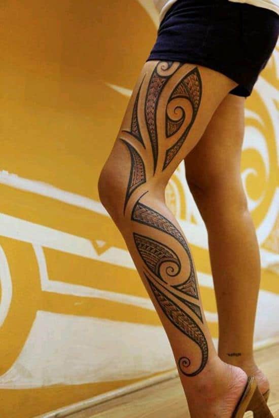 tribal tattoo on leg Leg-Tattoos-33