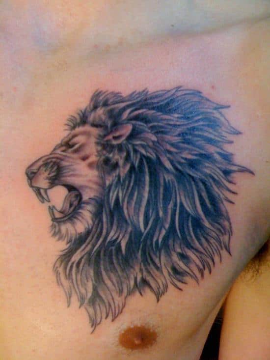 Lion-Head-Tattoo-on-Chest-For-Men