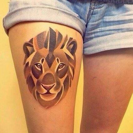 Lion-Tattoo-For-Women-on-Thigh
