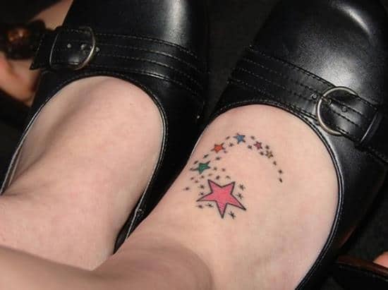 Star-Tattoo-Designs-Colorful-shooting-stars-on-the-foot