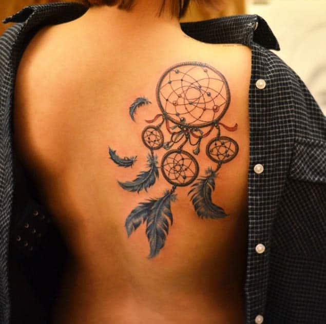 lower back dreamcatcher tattoos