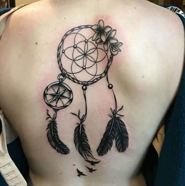 Blackwork Dreamcatcher Tattoo Design