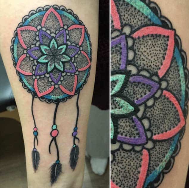 dream catcher tattoo design in color