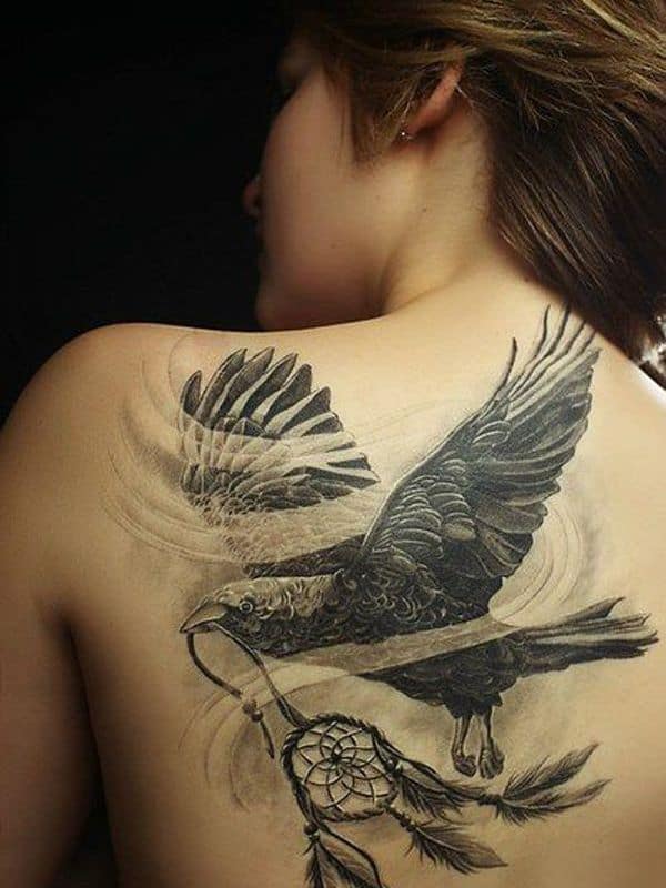 eagle and Dreamcatcher Tattoo on back