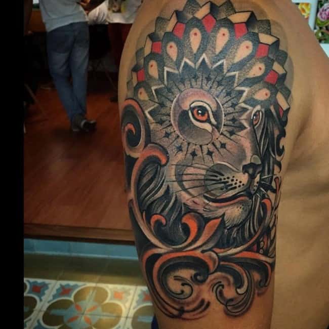 abstract lion tattoo