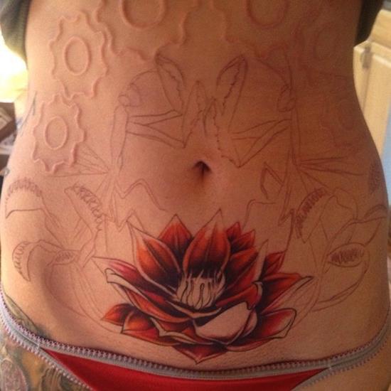 lotus-flower-tattoo-belly