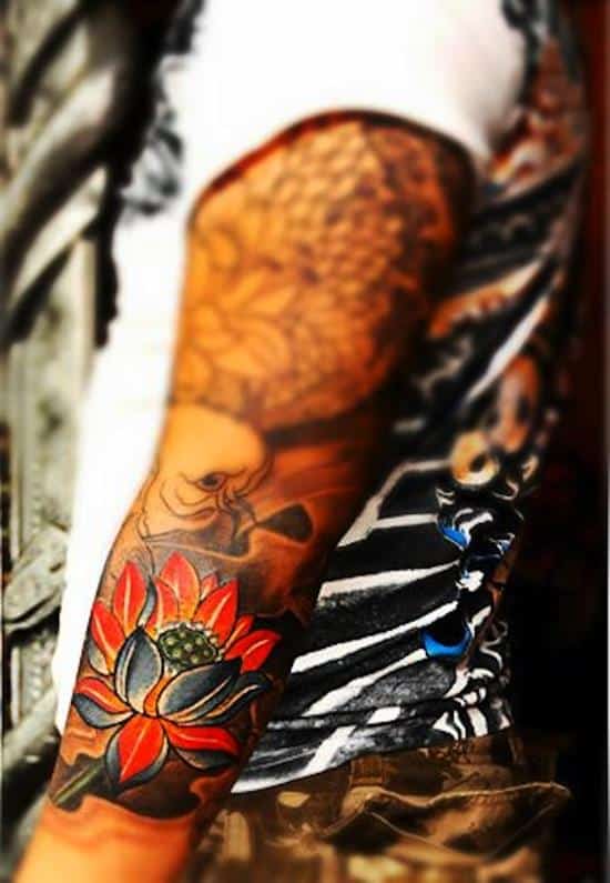 lotus-flower-tattoo-red