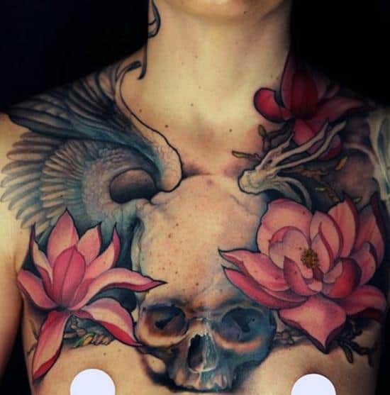 lotus-flower-tattoo-skull