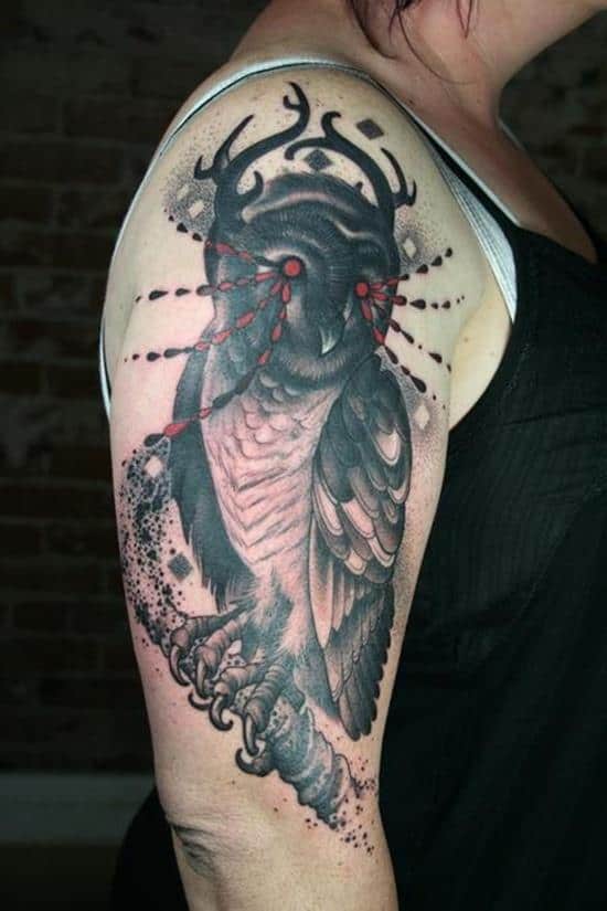 red eyed owl tattoo