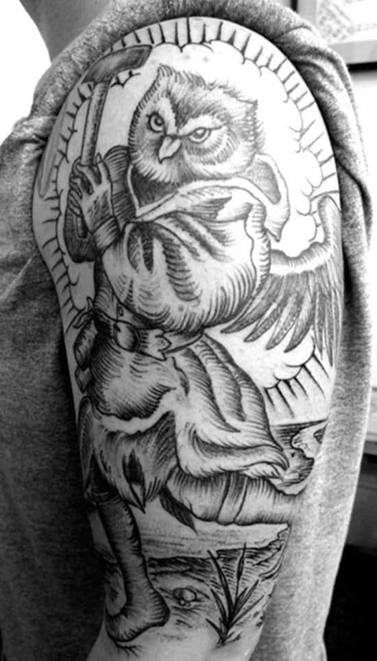 humanoid owl tattoo