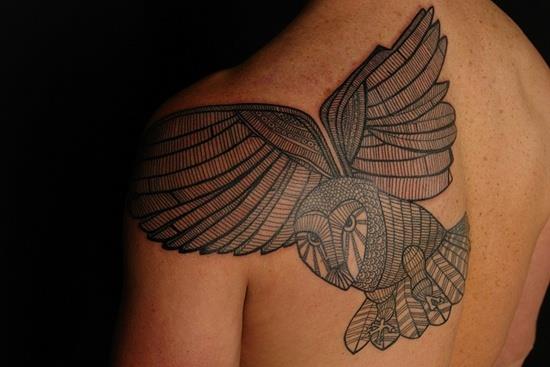 owl tattoo shoulder blade