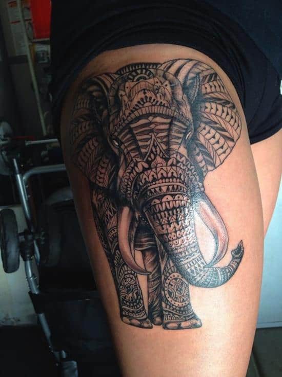 thigh-tattoos-elephant