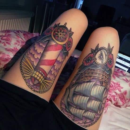 thigh-tattoos-shiplighthouse