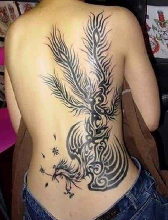tribal-phoenix-back-tattoo