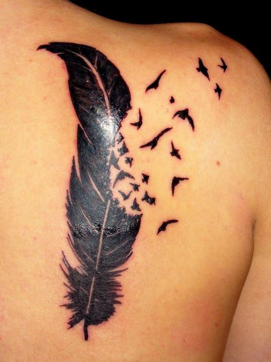 feather tattoo freetoedit  Feather Breaking Into Birds Tattoo HD Png  Download  Transparent Png Image  PNGitem