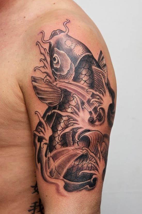 black koi fish tattoo on arm 1-fish-tattoo