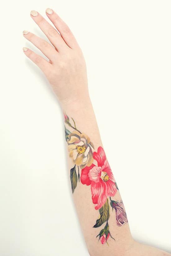 13-Beautiful-Flower-Forearm-Tattoo