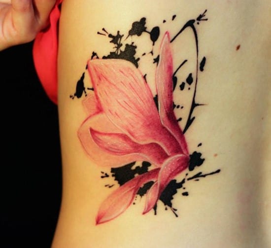 pink lily tattoo on side 13-flower-tattoo1