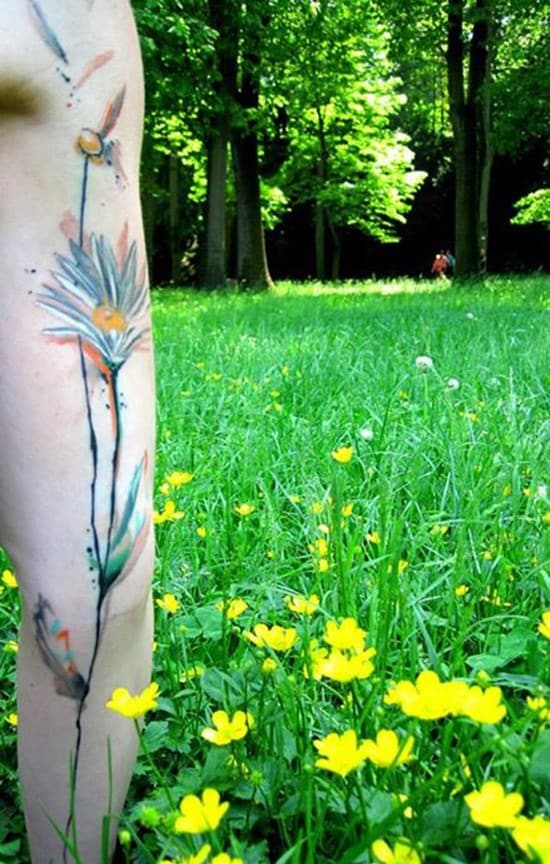 14-Watercolor-flower-arm-tattoo