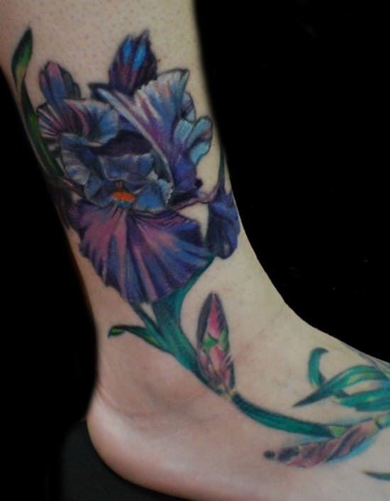 floral tattoo on ankle 14-foot-flower