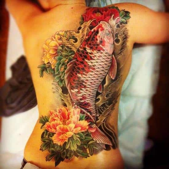 lotus flower and koi fish tattoo on back 17-fish-tattoo