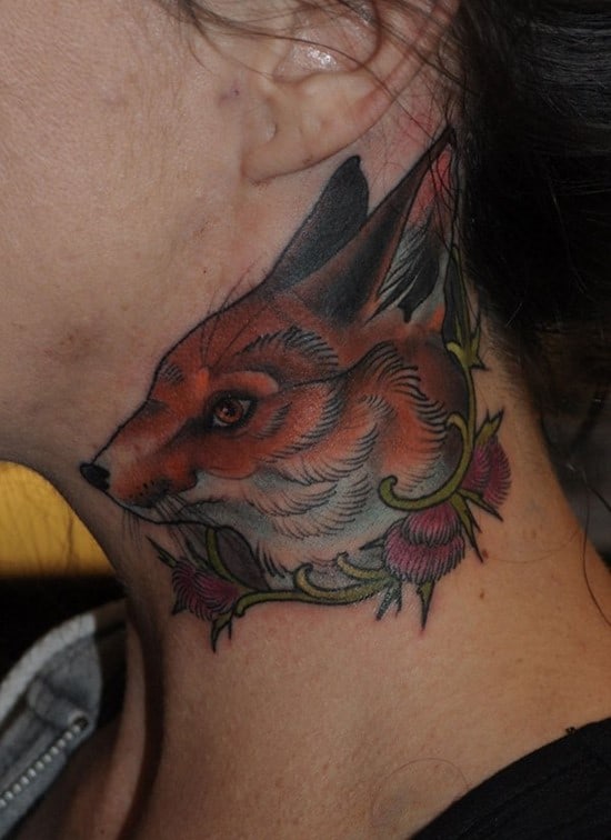 19-fox-tattoo-on-neck