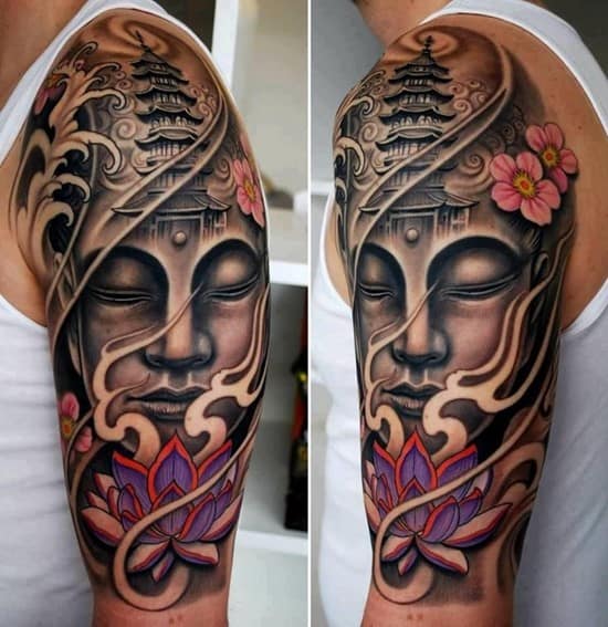 lotus flower and buddha tattoo on arm 1johanfinne