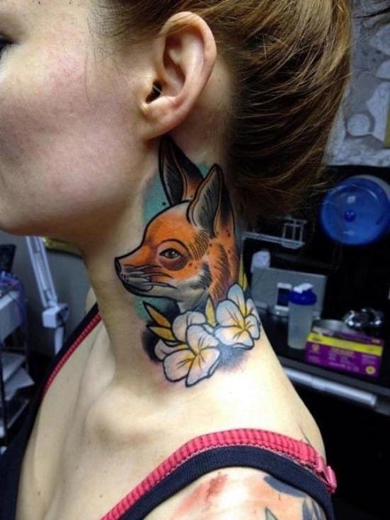 2-Fox-Tattoos-on-Neck