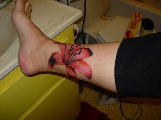 lily tattoo on ankle 20-Flower-Tattoo